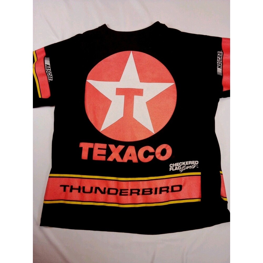 Tour Champ Texaco Thunderbird Jarrett Ultra Rare Checkered Flag Black T-shirt...